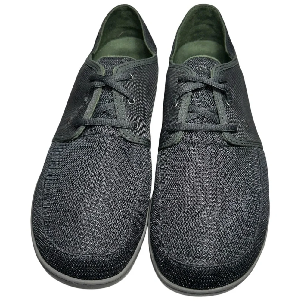 Olukai NIB Men’s Size 11.5 Dark Shadow Gray Nohea Mesh Lace Up Boat Shoes